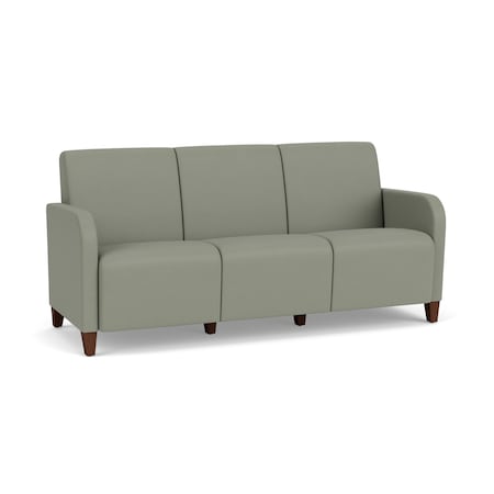 Lesro Siena Lounge Reception 3 Seat Tandem Seating No Center Arms, Walnut, OH Eucalyptus Upholstery SN3101